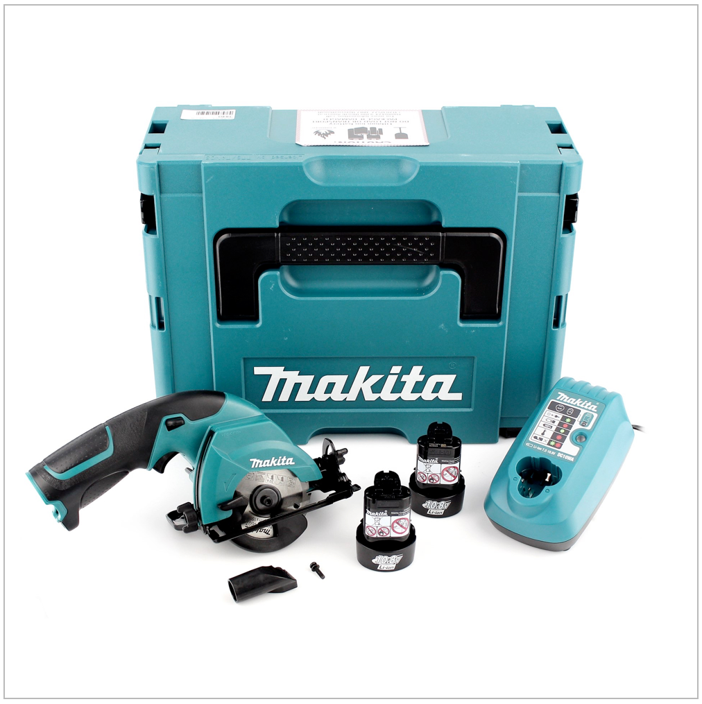 Makita HS 300 DWJ 10,8V 85 mm Li-ion Akku Handkreissäge im Makpac mit 2 x 1,3 Ah Akku, Ladegerät - Toolbrothers