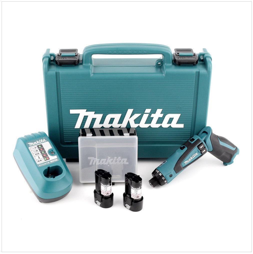 Makita DF 010 DSE 7,2 V Akku Knickschrauber im Koffer mit 2 Akkus 1 Ah, Ladegerät und Zubehör - Toolbrothers