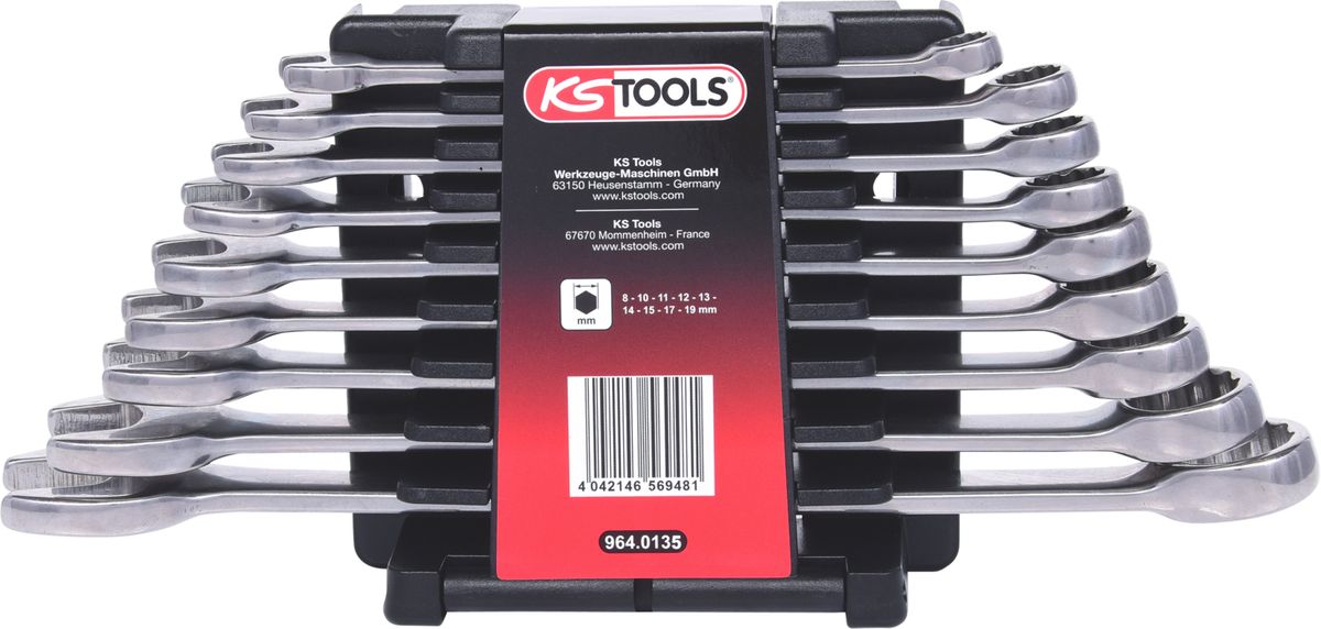 KS TOOLS EDELSTAHL Ringmaulschlüssel-Satz, abgewinkelt , 9-tlg ( 964.0135 ) - Toolbrothers