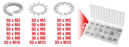 KS TOOLS Sortiment Zahn-Unterlegscheiben,M3-10, 720-tlg ( 970.0240 ) - Toolbrothers