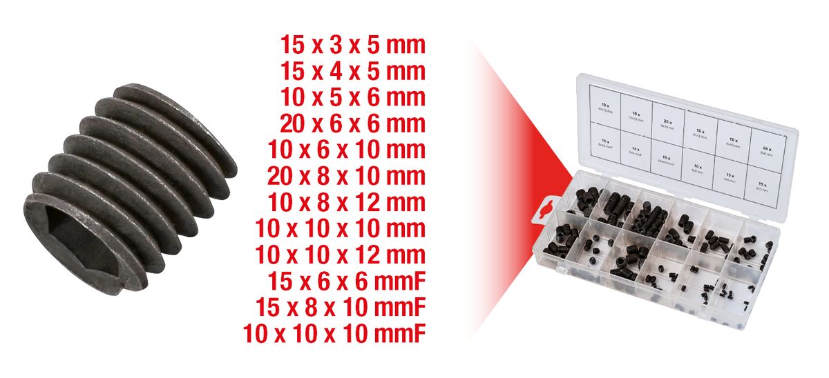 KS TOOLS Sortiment Madenschrauben, metrisch, 160-tlg ( 970.0400 ) - Toolbrothers