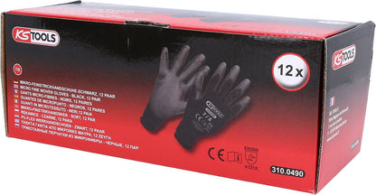 KS TOOLS Mikro-Feinstrickhandschuhe-schwarz, 7, 12 Paar ( 310.0490 ) - Toolbrothers