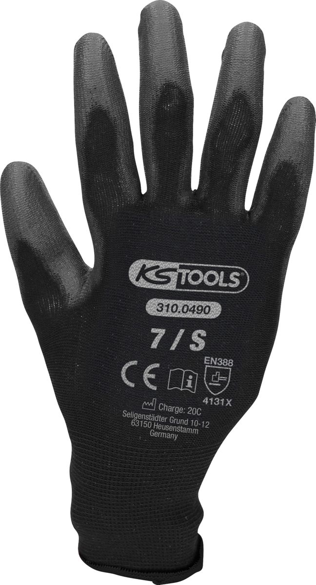 KS TOOLS Mikro-Feinstrickhandschuhe-schwarz, 7, 12 Paar ( 310.0490 ) - Toolbrothers