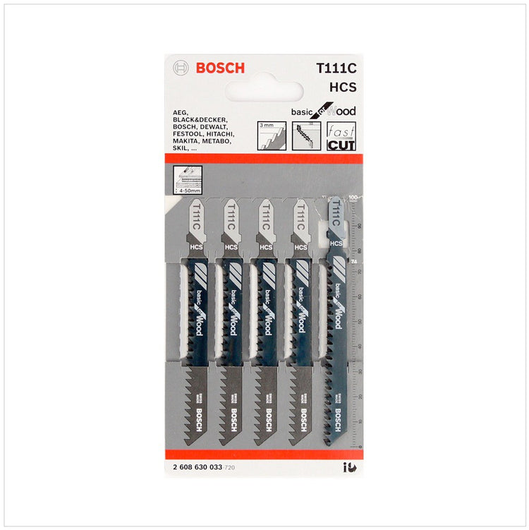 Bosch T 111 C Stichsägeblätter Basic for Wood 5 Stk. 100 mm ( 2608630033 ) - Toolbrothers