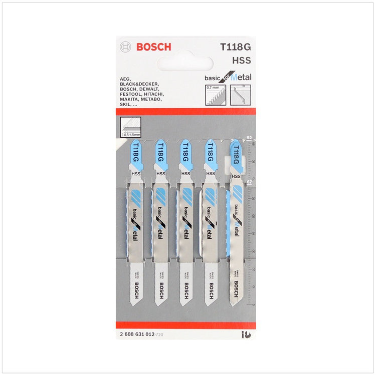 Bosch T 118 G Stichsägeblätter Basic for Metal 5 Stk. 92 mm ( 2608631012 ) - Toolbrothers