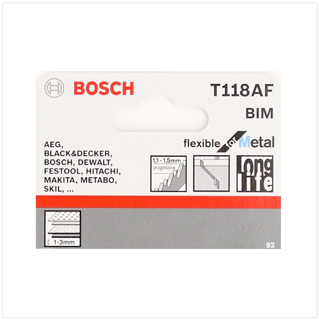 Bosch T 118 AF Stichsägeblätter Flexible for Metal 5 Stk. 92 mm ( 2608634505 ) - Toolbrothers