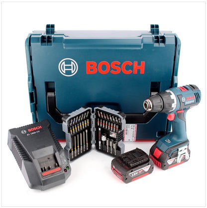 Bosch GSR 18 V-EC Akku Bohrschrauber mit 2x Akku 4 Ah, AL1860 Ladegerät, L-Boxx und Bit Set ( 0615990GB4 ) - Toolbrothers