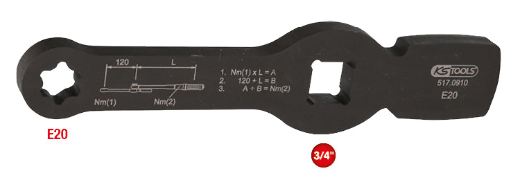 KS TOOLS 3/4" Schlag-Torx-E-Schlüssel mit 2 Schlagflächen, E20 ( 517.0910 ) - Toolbrothers