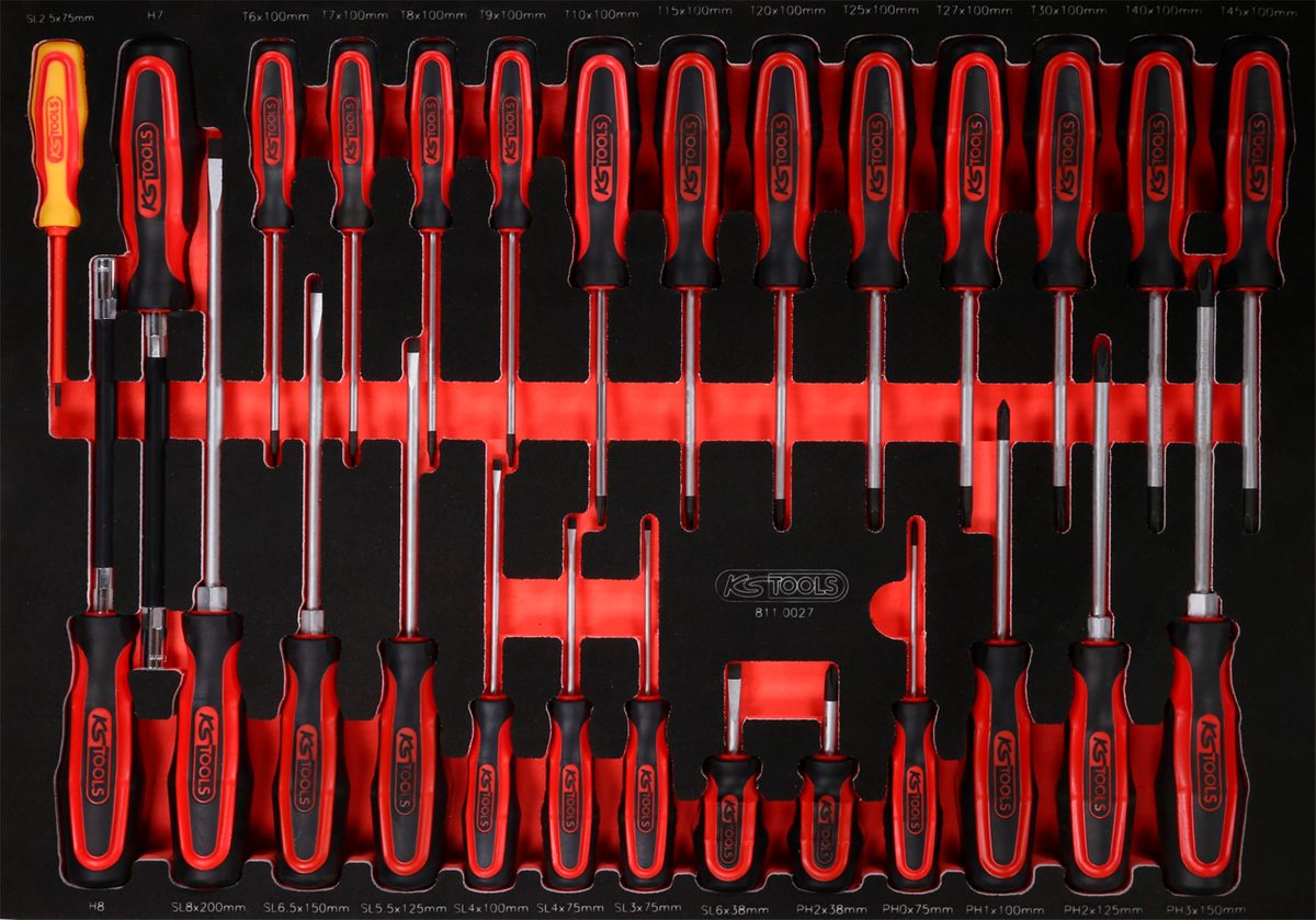 KS TOOLS Schraubendreher-Satz in Schaumstoffeinlage, 27-tlg ( 811.0027 ) - Toolbrothers