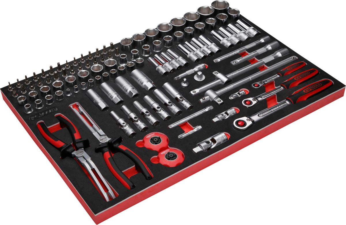 KS TOOLS 1/4'' + 3/8'' + 1/2'' Steckschlüssel-Satz in Schaumstoffeinlage, 111-tlg ( 811.0111 ) - Toolbrothers