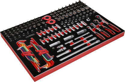 KS TOOLS 1/4'' + 3/8'' Steckschlüssel-Satz in Schaumstoffeinlage, 156-tlg ( 811.0156 ) - Toolbrothers