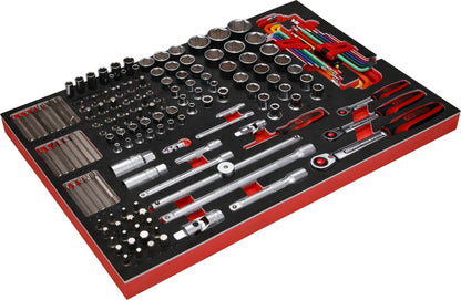KS TOOLS 1/4'' + 3/8'' + 1/2'' Steckschlüssel-Satz in Schaumstoffeinlage, 159-tlg ( 811.0159 )
