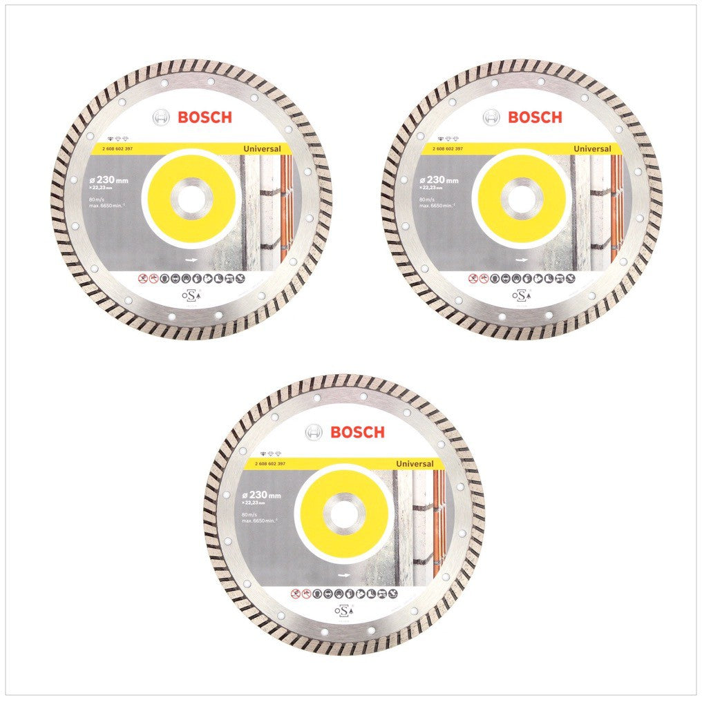 Bosch Diamant Trennscheibe 3er Set 230 x 22,23 Standard for Universal Turbo ( 2608602397 ) - Toolbrothers