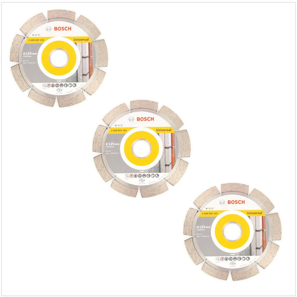 Bosch Diamant Trennscheibe 3 er Set 125 x 22,23 mm Standard for Universal ( 2608602192 ) - Toolbrothers