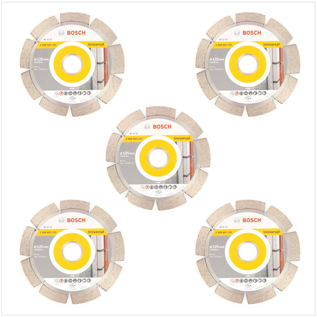 Bosch Diamant Trennscheibe 5 er Set 125 x 22,23 mm Standard for Universal ( 2608602192 ) - Toolbrothers