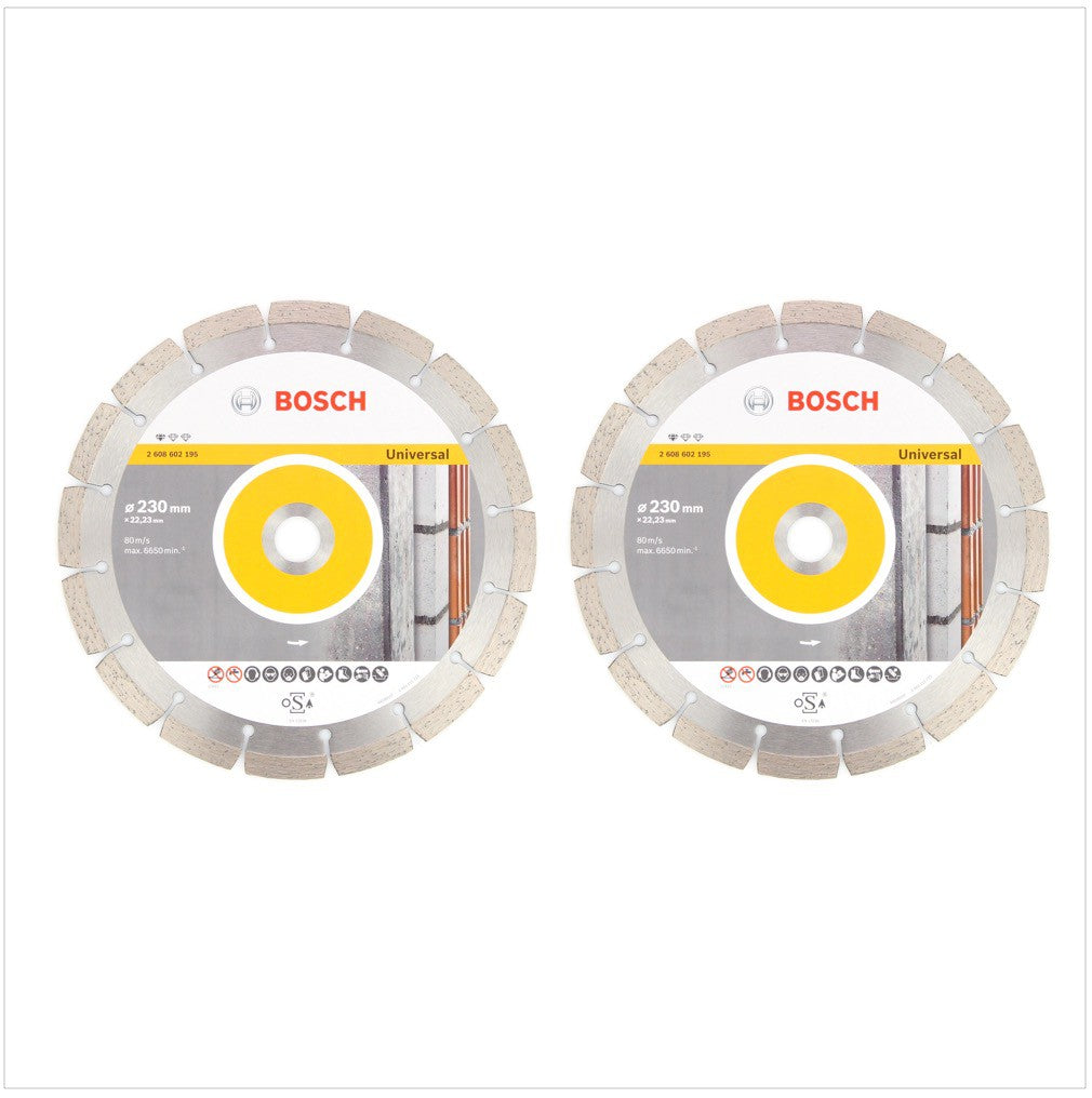 Bosch Standard Universal Diamant Trennscheibe 230 mm 2 Stk. ( 2x 2608615065 ) Beton Aufnahme 22,23 mm - Toolbrothers