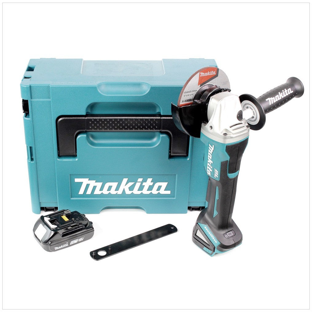 Makita DGA 505 Y1J Akku Winkelschleifer 18 V 125mm Brushless + 1x Akku 1,5Ah + Makpac - ohne Ladegerät - Toolbrothers