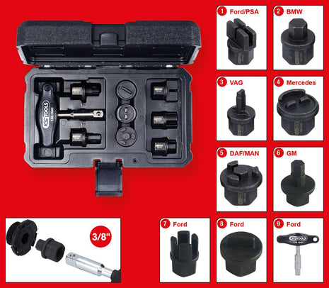 KS TOOLS 3/8" Öldienst-Spezialprofil-Satz für Kunststoff-Ölablassschrauben, 9-tlg ( 150.1040 ) - Toolbrothers