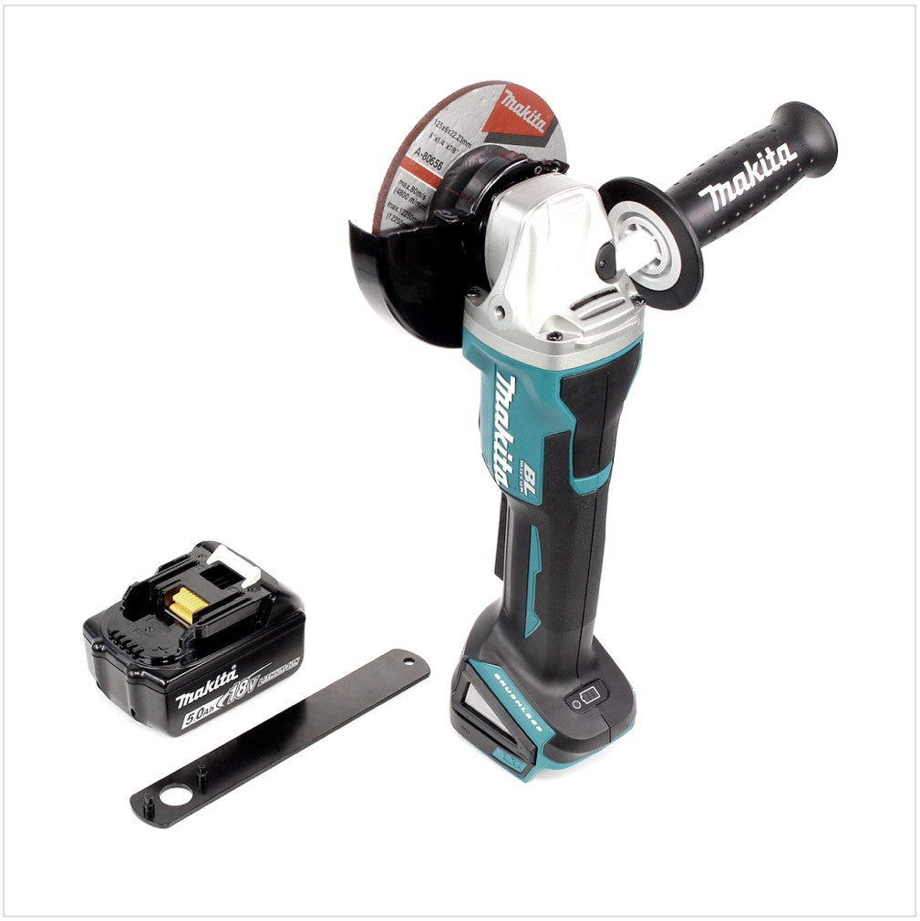 Makita DGA 505 T1 Akku Winkelschleifer 18 V 125mm Brushless + 1x Akku 5,0Ah - ohne Ladegerät - Toolbrothers