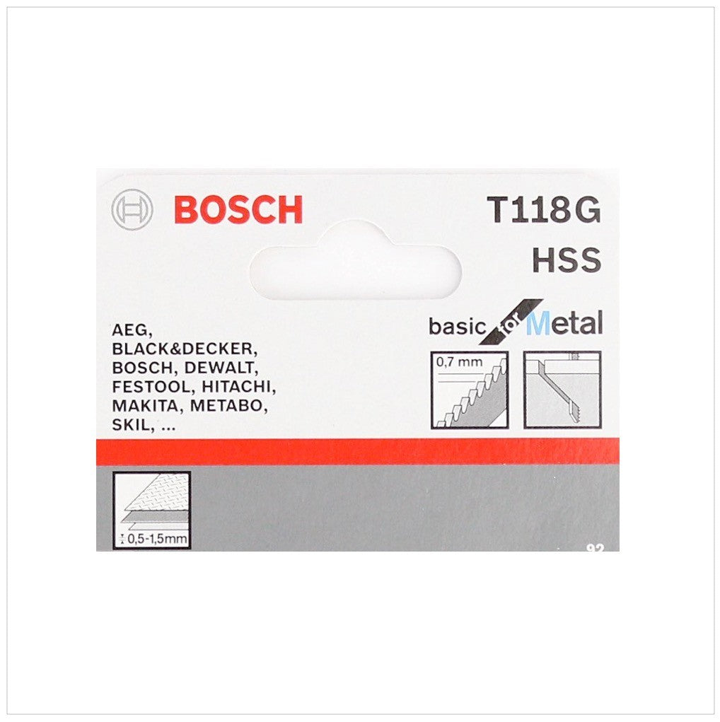 Bosch T 118 G Stichsägeblätter Basic for Metal 25 Stk. 92 mm ( 2608631012 ) - Toolbrothers