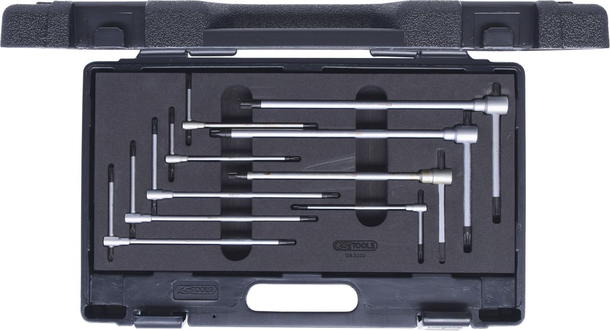 KS TOOLS 3-Wege T-Griff-Torx-Schlüssel-Satz, 9-tlg ( 158.5200 )