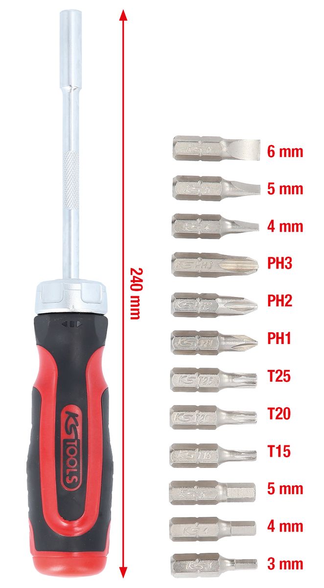 KS TOOLS 12 in 1 Ratschen-Bit-Schraubendreher ( 159.2035 ) - Toolbrothers