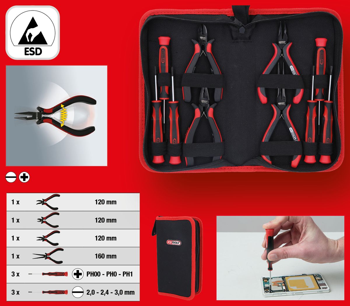 KS TOOLS Feinmechanik-Werkzeug-Satz, 10-tlg ( 500.7220 ) - Toolbrothers