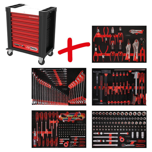 KS TOOLS Performanceplus set de dessertes d'atelier P10 avec 279 outils pour 5 tiroirs (810.5279)