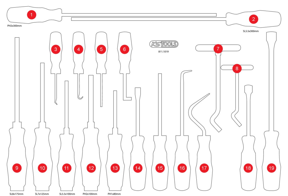 KS TOOLS Leere Schaumstoffeinlage zu 811.1019 ( 811.1019-97 ) - Toolbrothers