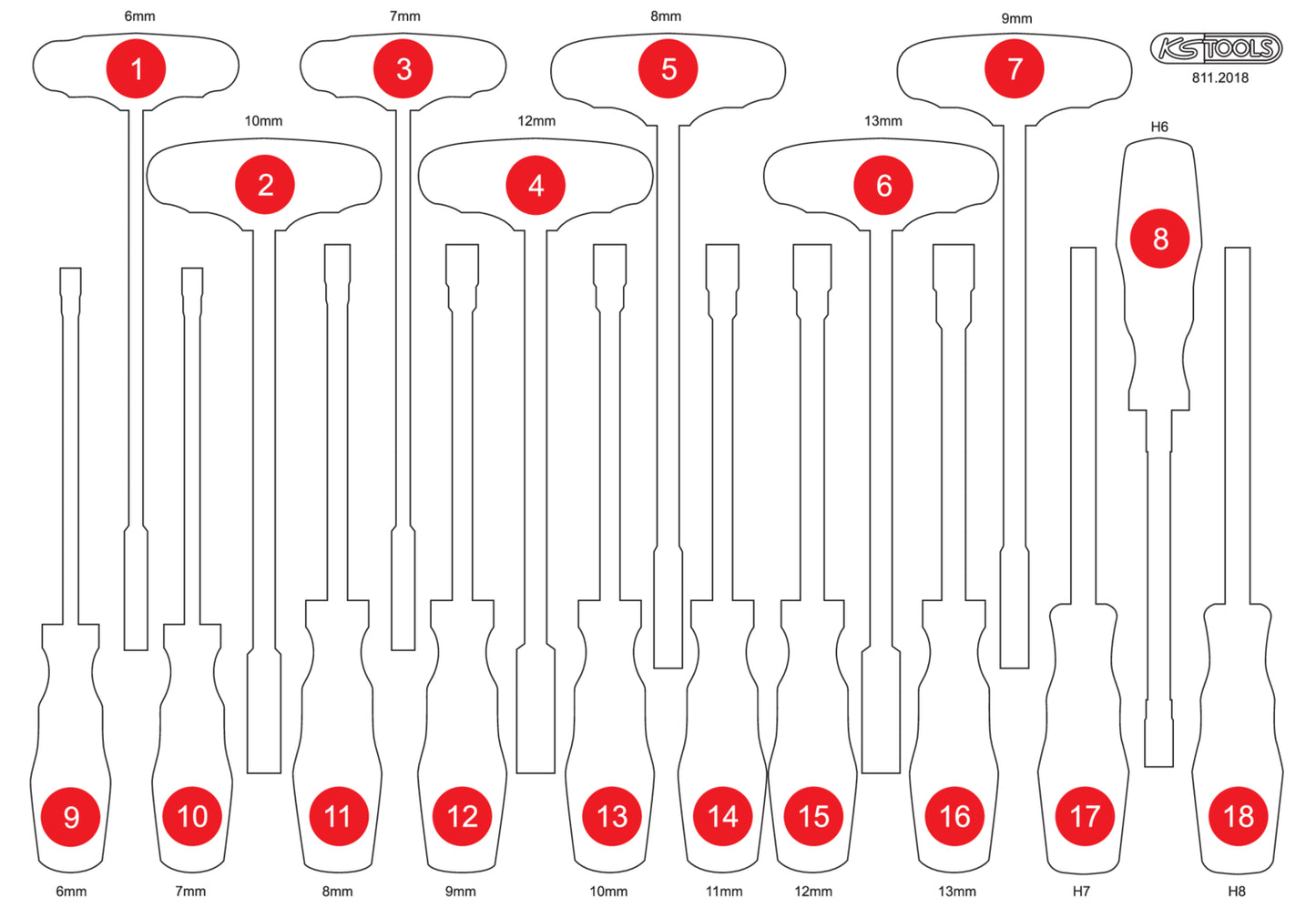 KS TOOLS Insert en mousse vide pour 811.2018 (811.2018-97)