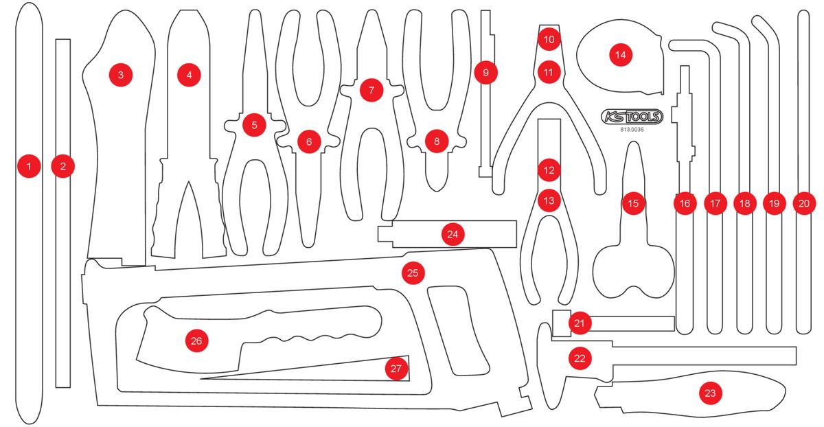 KS TOOLS Leere Schaumstoffeinlage zu 813.0036 ( 813.0036-97 ) - Toolbrothers