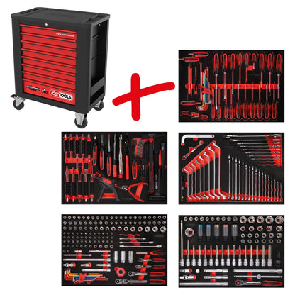 KS TOOLS Performanceplus set de dessertes d'atelier P15 avec 299 outils pour 5 tiroirs (815.5299)