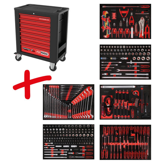 KS TOOLS Performanceplus set de dessertes d'atelier P15 avec 338 outils pour 6 tiroirs (815.6338)