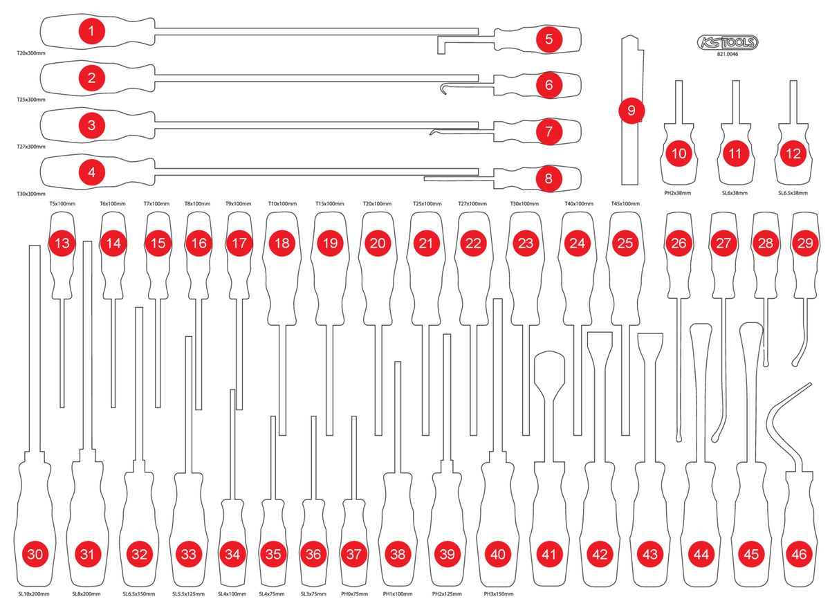 KS TOOLS Leere Schaumstoffeinlage zu 821.0046 ( 821.0046-97 ) - Toolbrothers