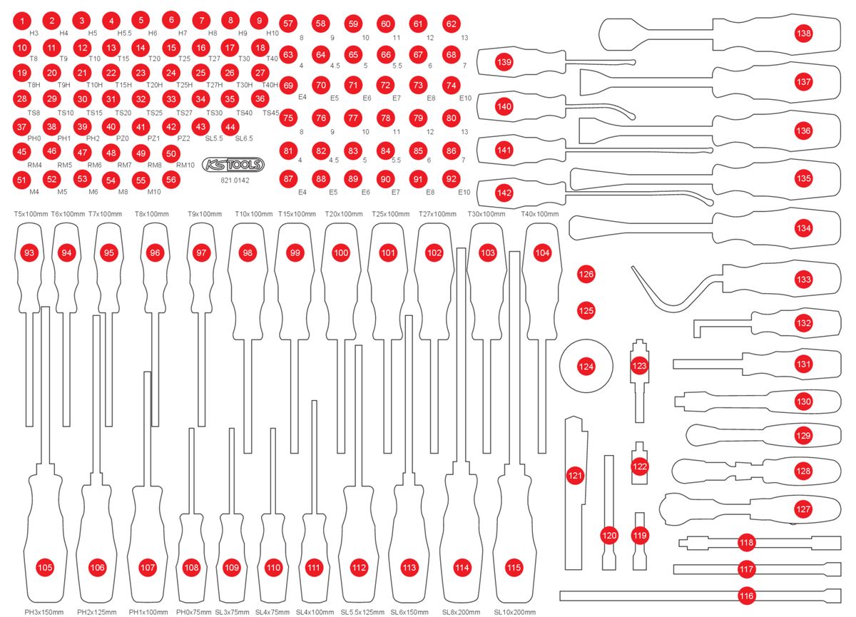 KS TOOLS Leere Schaumstoffeinlage zu 821.0142 ( 821.0142-97 ) - Toolbrothers