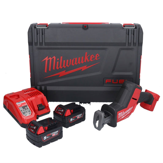 Milwaukee M18 FHZ-502X Akku Säbelsäge 18 V 22 mm Brushless ( 4933459885 ) + 2x Akku 5,0 Ah + Ladegerät + HD Box - Toolbrothers