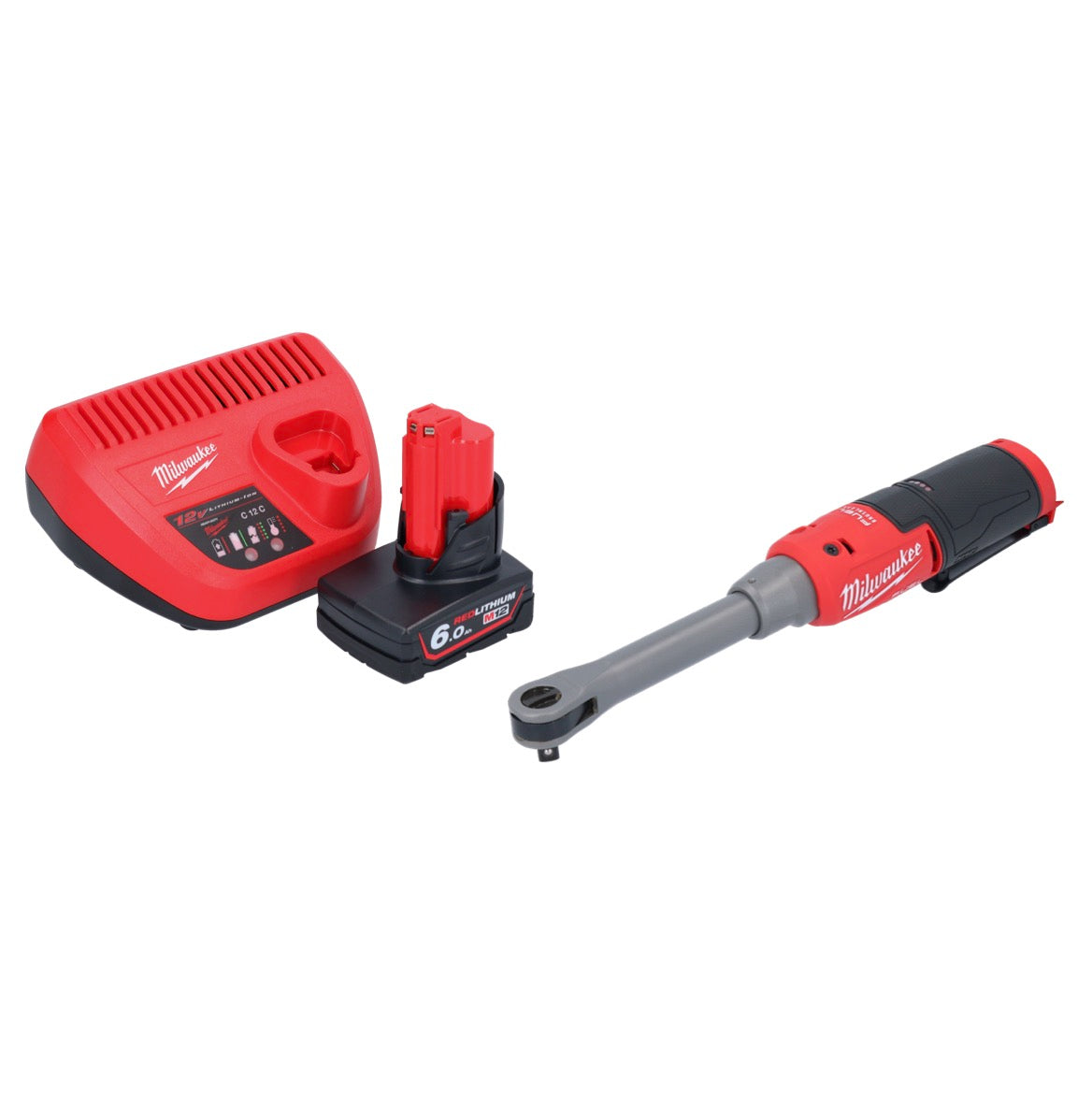 Milwaukee M12 FHIR38LR-601 Hochgeschwindigkeits Akku Ratsche Lang 12 V 47 Nm 3/8" + 1x Akku 6,0 Ah + Ladegerät