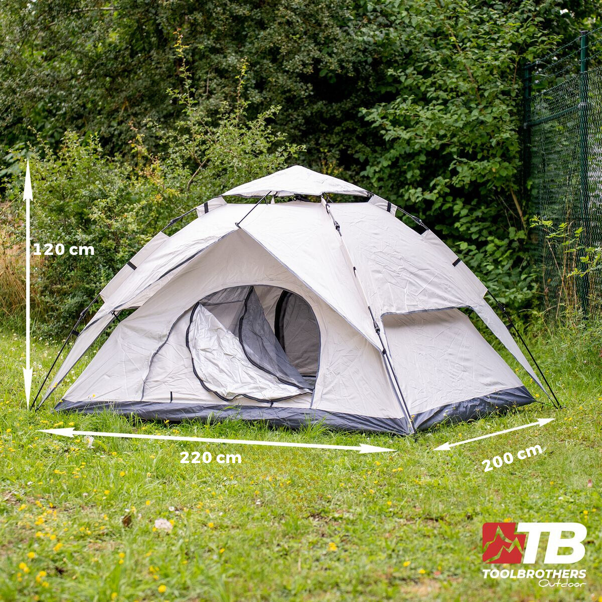 Toolbrothers  Outdoor  Camping Zelt für 2-4 Personen Kuppelzelt Hydraulikzelt Pop-Up zelt  Wasserdicht, 2000 mm Wassersäule + Isoliermatte