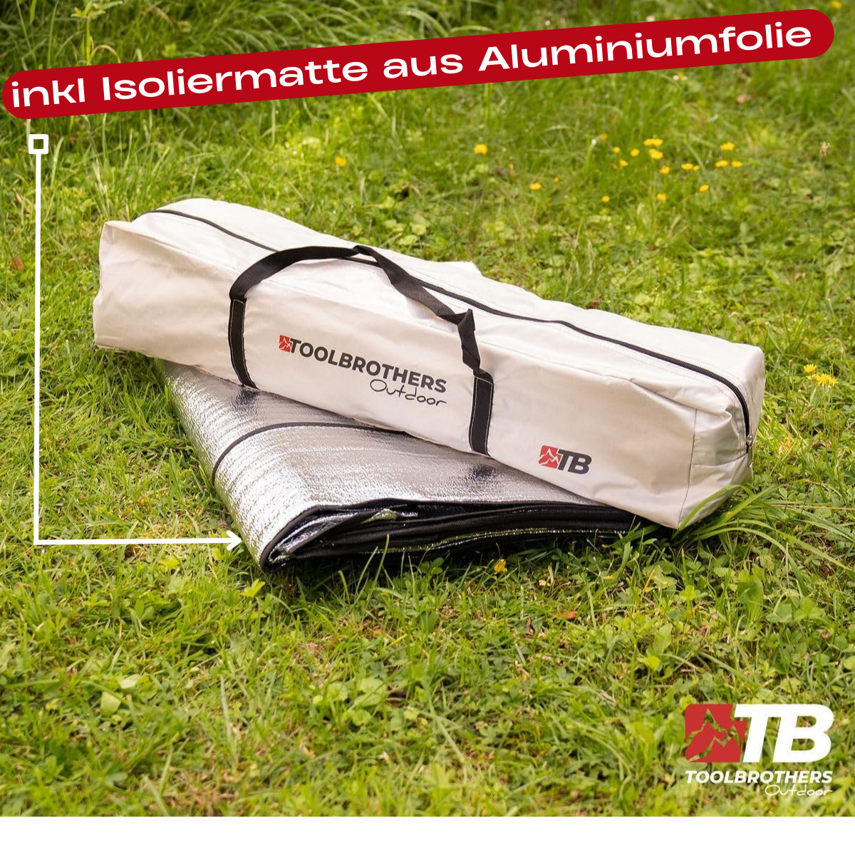 Toolbrothers  Outdoor  Camping Zelt für 2-4 Personen Kuppelzelt Hydraulikzelt Pop-Up zelt  Wasserdicht, 2000 mm Wassersäule + Isoliermatte