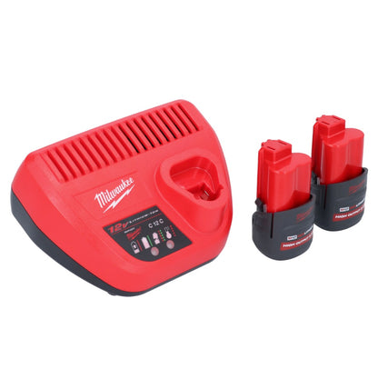 Clé à chocs angulaire sur batterie Milwaukee M12 FRAIWF38-252 12 V 3/4" 270 Nm sans balai + 2x batterie 2,5 Ah + chargeur