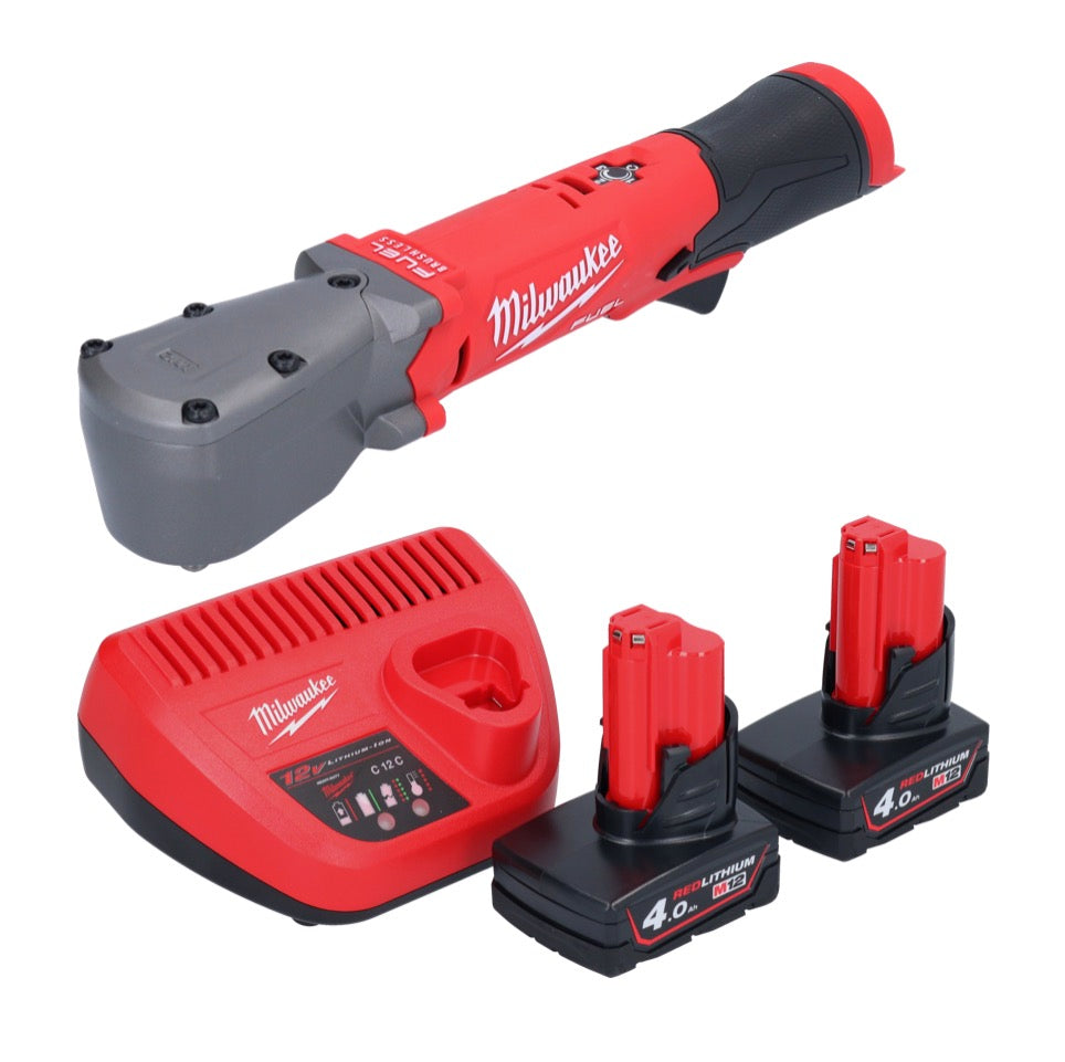 Clé à chocs angulaire sur batterie Milwaukee M12 FRAIWF38-402 12 V 3/4" 270 Nm sans balais + 2x batterie 4,0 Ah + chargeur