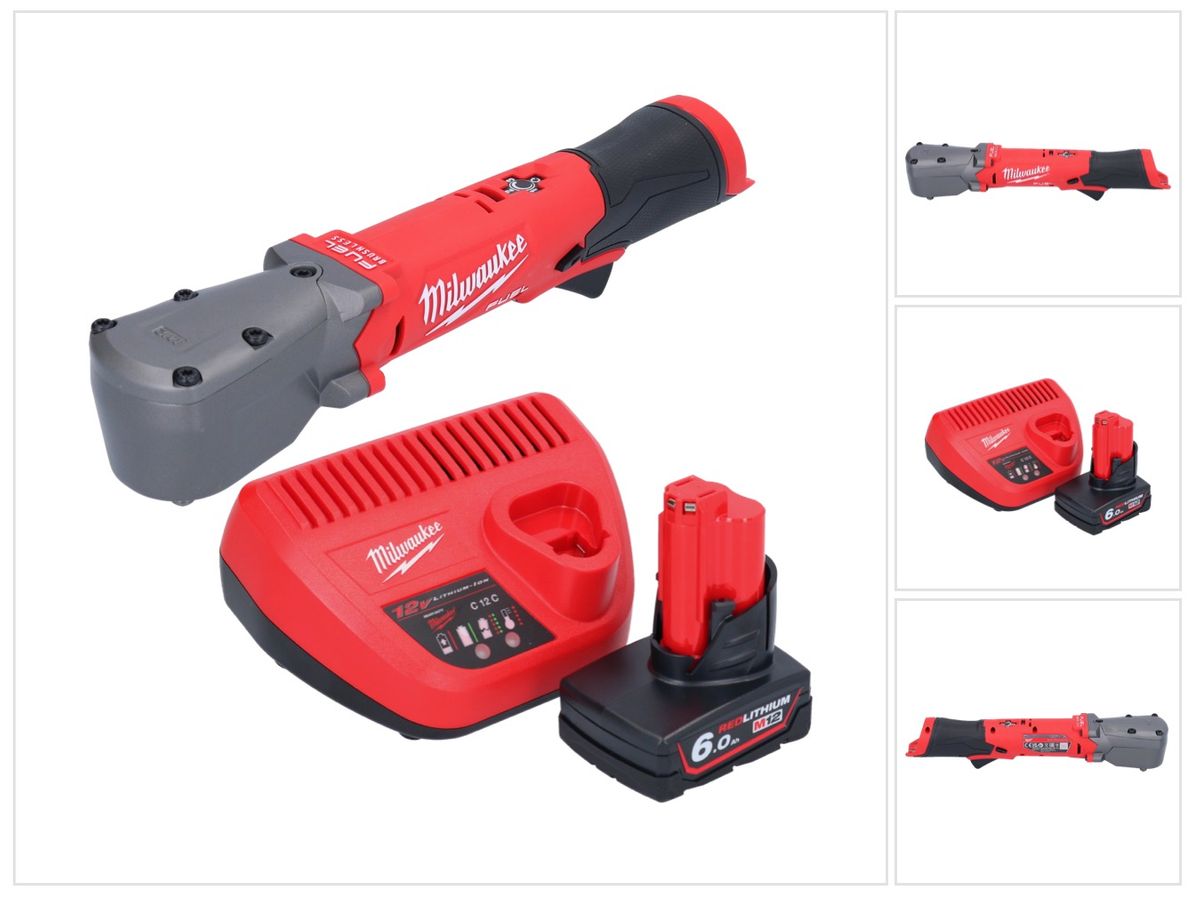 Clé à chocs angulaire sur batterie Milwaukee M12 FRAIWF38-601 12 V 3/4" 270 Nm sans balai + 1x batterie 6,0 Ah + chargeur