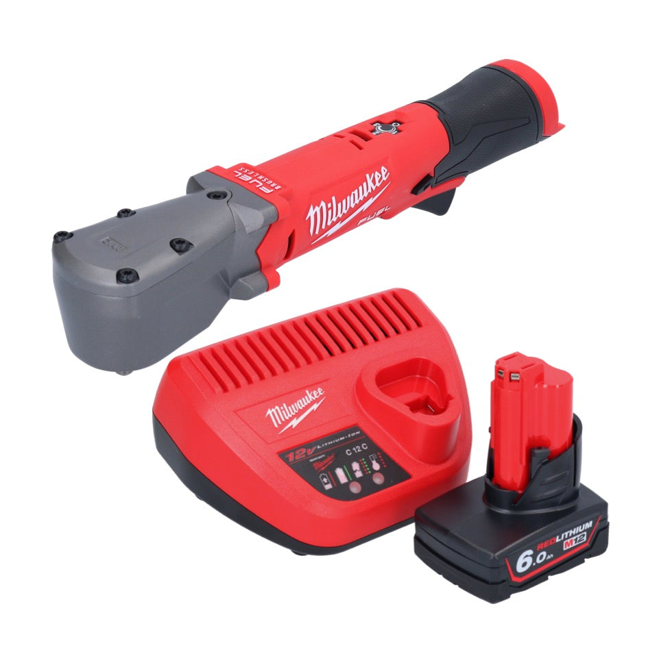 Clé à chocs angulaire sur batterie Milwaukee M12 FRAIWF38-601 12 V 3/4" 270 Nm sans balai + 1x batterie 6,0 Ah + chargeur