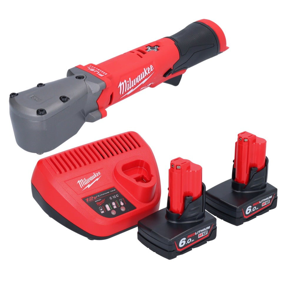 Clé à chocs angulaire sur batterie Milwaukee M12 FRAIWF38-602 12 V 3/4" 270 Nm sans balai + 2x batteries 6,0 Ah + chargeur