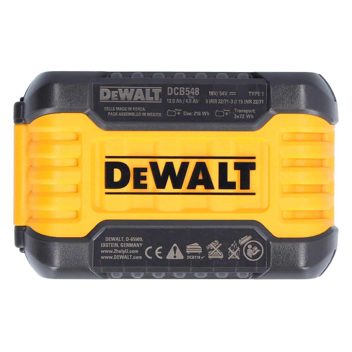 DeWalt DCB 548 Akku 18 V / 54 V max. 12 Ah / 12000 mAh Li-Ion XR FLEXVOLT - mit Ladestandanzeige