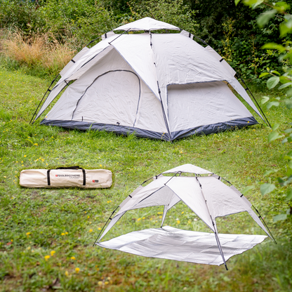 Toolbrothers Kit de Camping en Plein air Tente pour 2 à 4 Personnes Tente hydraulique avec Tapis Isolant et équipement de Camping 14 pièces