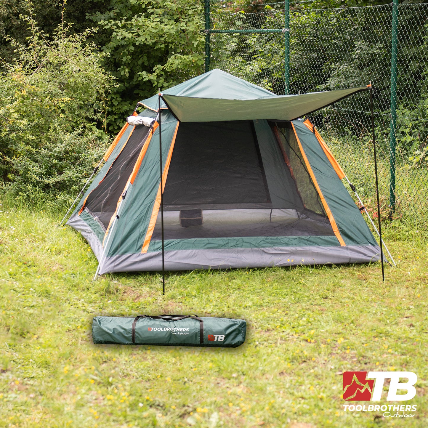 Toolbrothers Outdoort ensemble de camping tente pour 2-4 personnes tente hydraulique tente pop-up + équipement de camping 12 pièces