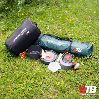 Toolbrothers Outdoort Camping-Set Zelt für 2-4 Personen Hydraulikzelt  Pop-Up zelt + Campingausrüstung 12 tlg