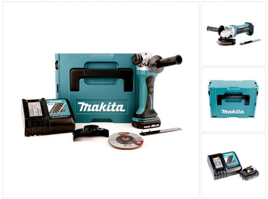 Makita DGA 452 RA1J Akku Winkelschleifer 18 V 115 mm + 1x Akku 2,0 Ah + Ladegerät + Makpac - Toolbrothers