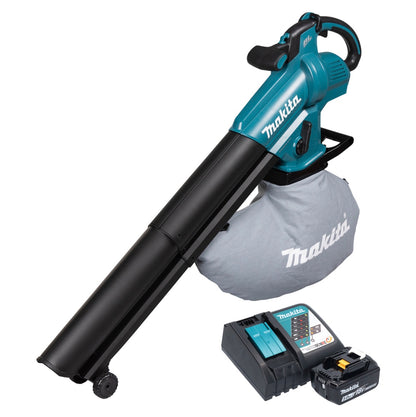 Makita DUB 187 RT Akku Laubbläser und Laubsauger 18 V Brushless + 1x Akku 5,0 Ah + Ladegerät